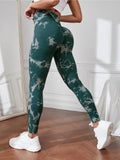Women's tie dye leggings seamless high stretch sports push up pants