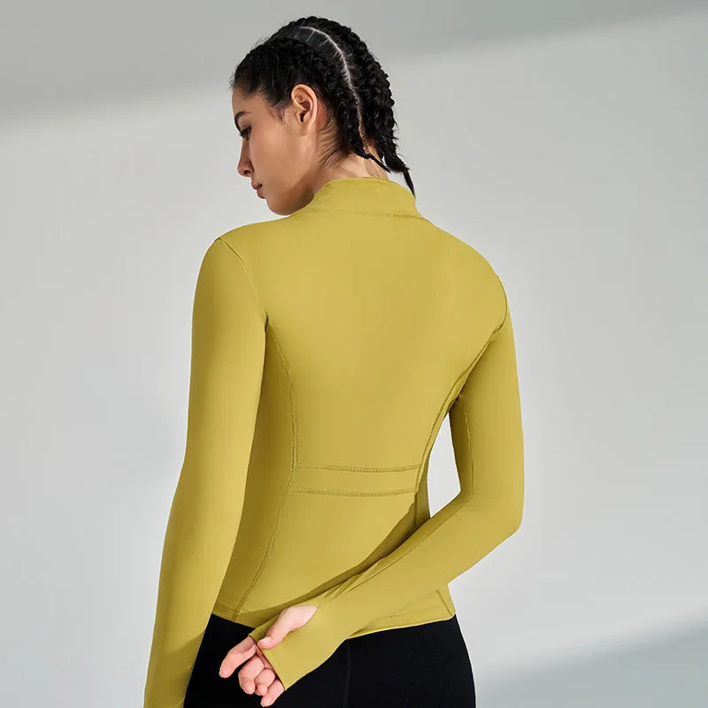 Gym Women's Full Zip Yoga Top With Thumbholes Fitness Running Jacket..