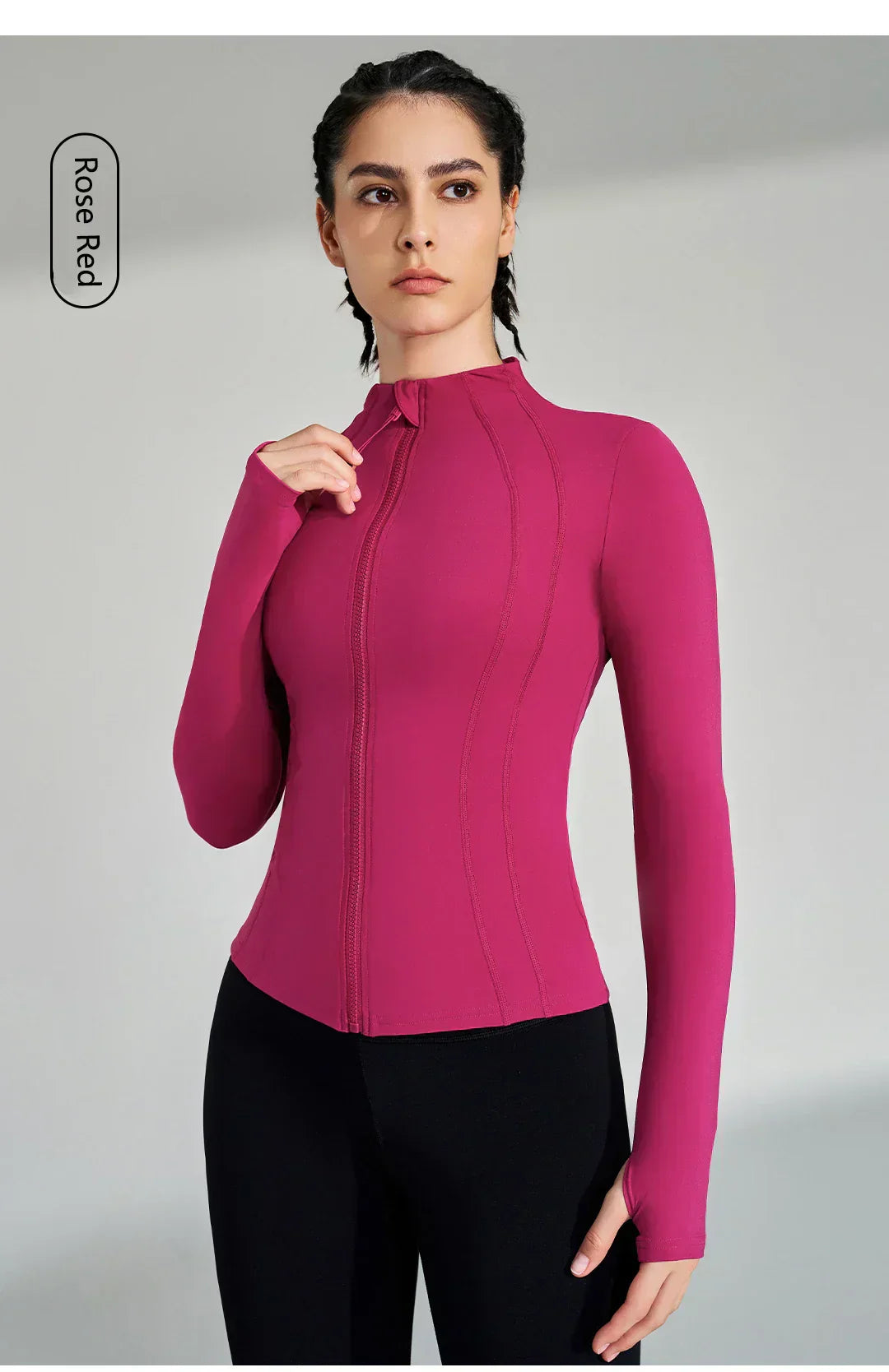 Gym Women's Full Zip Yoga Top With Thumbholes Fitness Running Jacket..