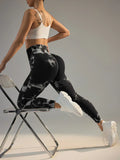 Women's tie dye leggings seamless high stretch sports push up pants