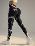 Women's tie dye leggings seamless high stretch sports push up pants
