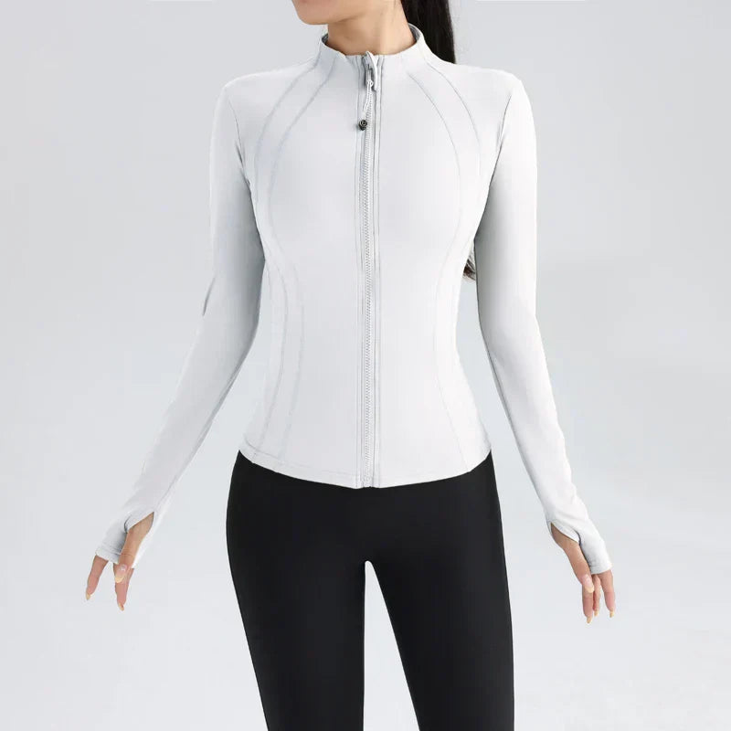 Gym Women's Full Zip Yoga Top With Thumbholes Fitness Running Jacket..