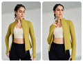 Gym Women's Full Zip Yoga Top With Thumbholes Fitness Running Jacket..