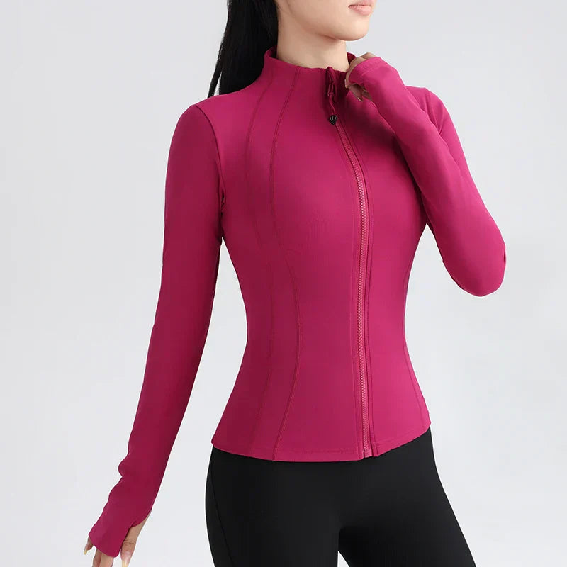 Gym Women's Full Zip Yoga Top With Thumbholes Fitness Running Jacket..