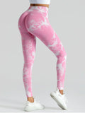 Women's tie dye leggings seamless high stretch sports push up pants