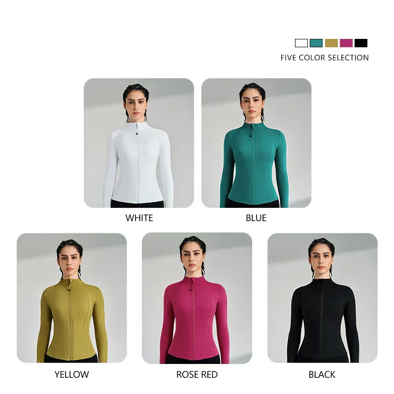 Gym Women's Full Zip Yoga Top With Thumbholes Fitness Running Jacket..