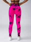 Women's tie dye leggings seamless high stretch sports push up pants