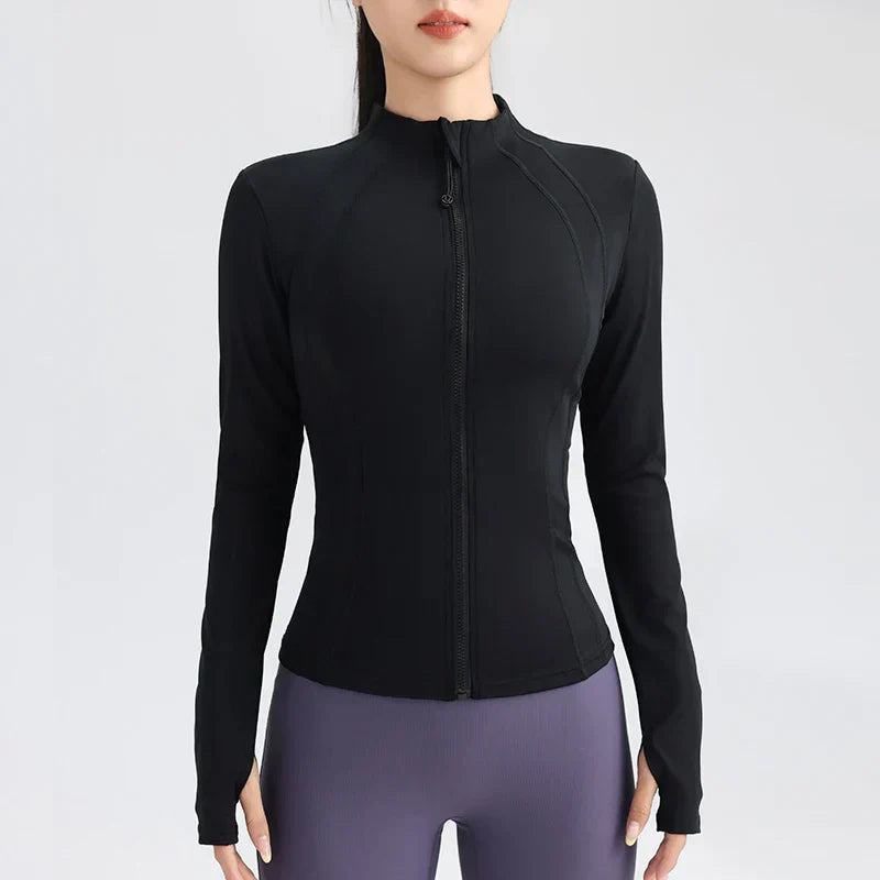 Gym Women's Full Zip Yoga Top With Thumbholes Fitness Running Jacket..