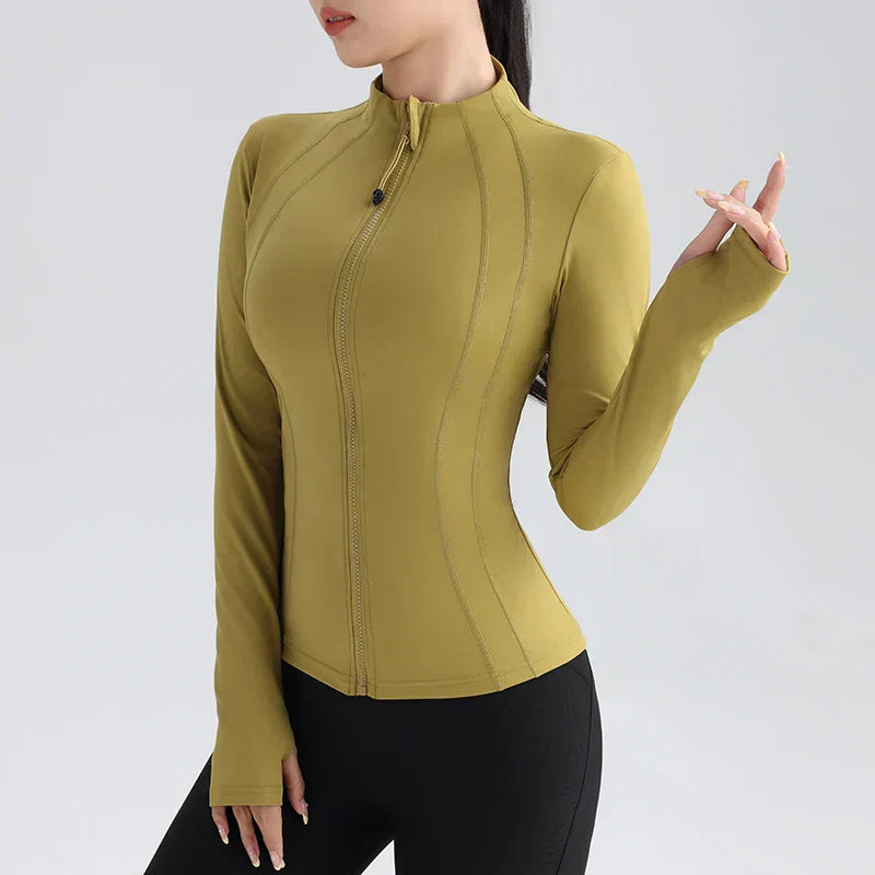 Gym Women's Full Zip Yoga Top With Thumbholes Fitness Running Jacket..