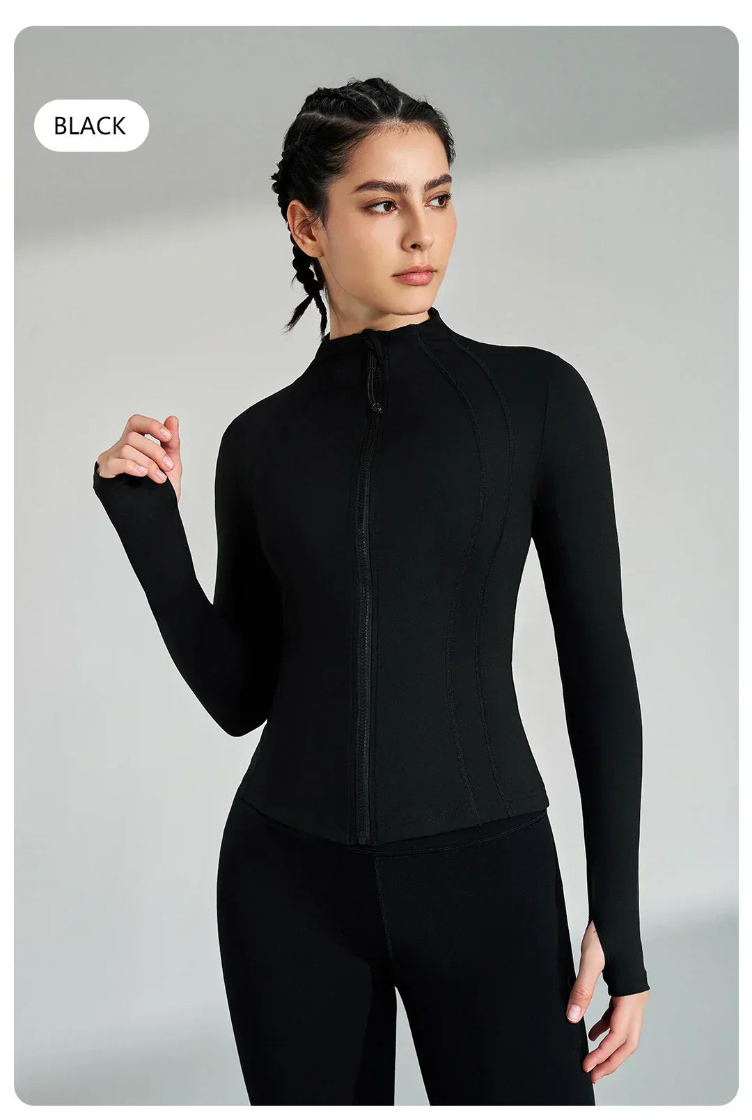 Gym Women's Full Zip Yoga Top With Thumbholes Fitness Running Jacket..