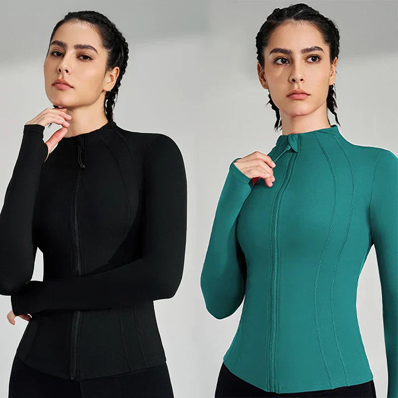 Gym Women's Full Zip Yoga Top With Thumbholes Fitness Running Jacket..